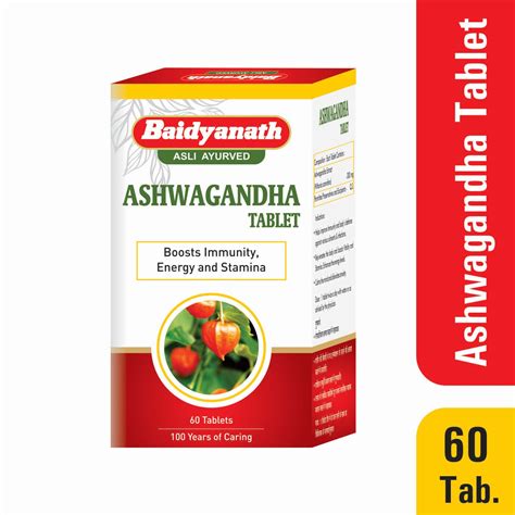 Buy BAIDYANATH NAGPUR ASHWAGANDHA TABLET - 60 TABLETS, IMMUNITY AND ...