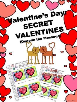 VALENTINE'S DAY: SECRET VALENTINE (Decode the Message) with Answer Key