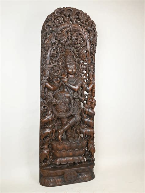 Decorative Krishna Statues Wood Art for Spiritual Rituals – Sengottuvel ...