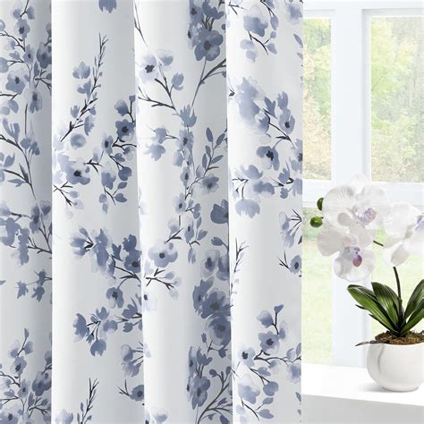 Amazon.com: HOMEIDEAS Grey Blue Floral Blackout Curtains, 52 x 84 ...