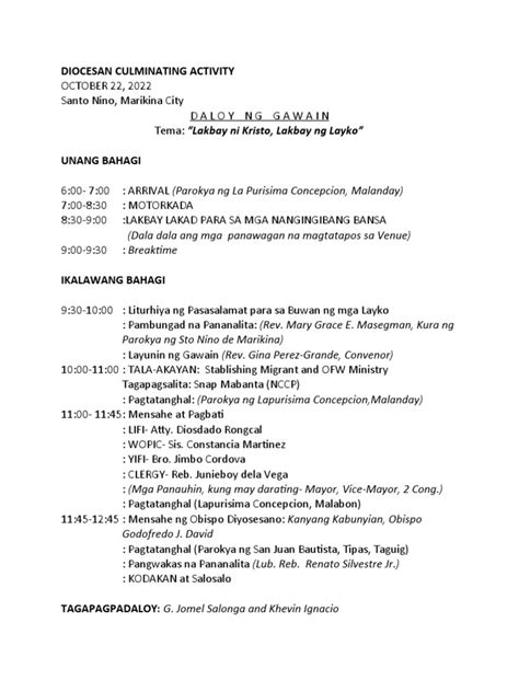 Image result for Culmination Program Sample