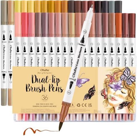 Ohuhu Art Markers 60 Colours Dual Tips Coloring Brush Fineliner Colour ...