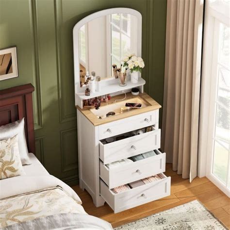 Garvee Modern Drawer Dresser with Mirror Charge Station and LED Strip 4 ...