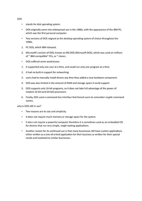 UNIT 2 Part 2 - Summary Fundamentals of Computing 2 - DOS stands for ...