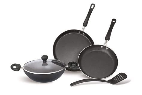 Buy Meyer Aluminium Non-Stick Cookware Set, Frypan + Kadai + Flat Tawa ...