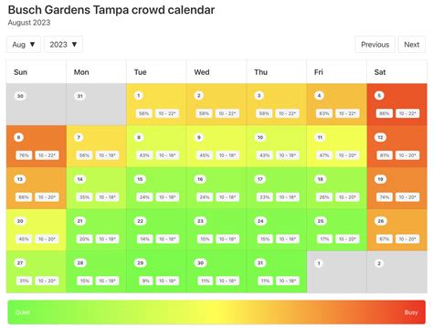 Busch Gardens 2023 Calendar - 2023 Printable Calendar