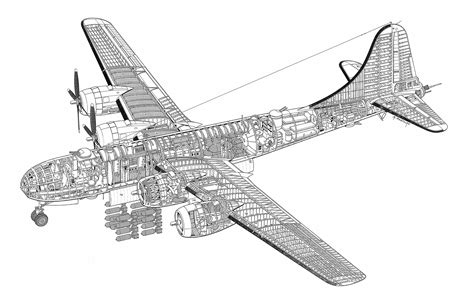 Boeing B-29 Superfortress Cutaway Drawing in High quality