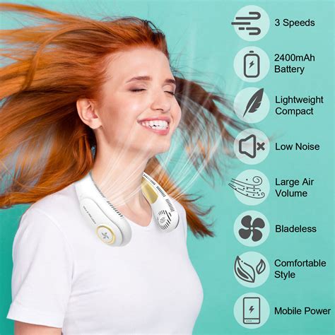 Buy Portable USB Rechargeable Bladeless Neck Fan Hanging Air Cooler ...