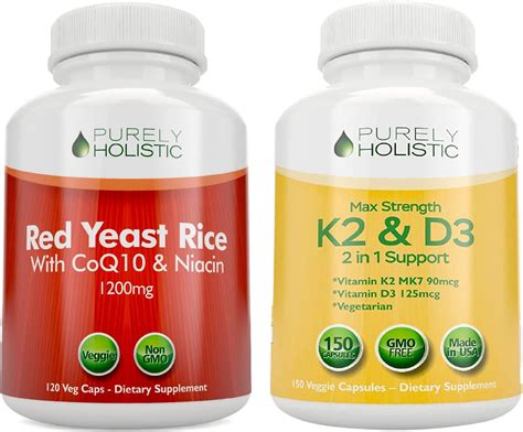 Amazon.com: Purely Holistic Red Yeast Rice 1200mg with CoQ10 & Niacin + Vitamin D3 5000 IU ...
