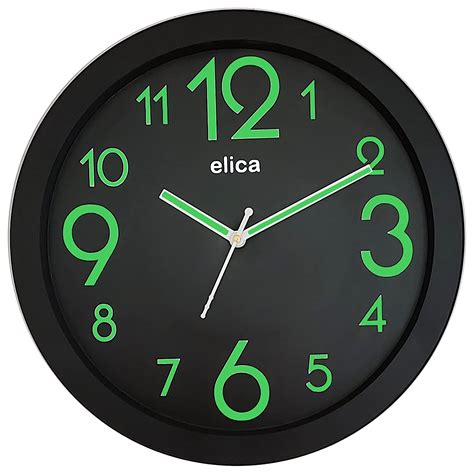 Buy Elica 32cm Round Radium Night Glow Wall Clock (3069-NG) (Gray ...