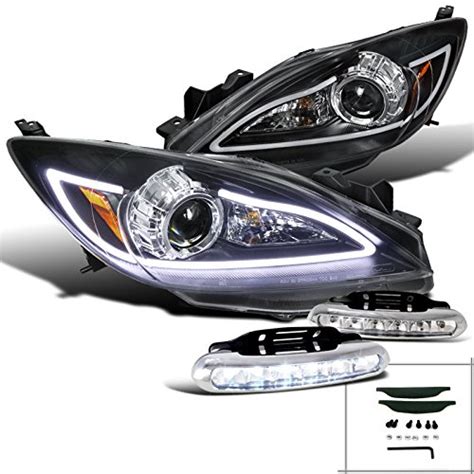 Buy Mazda 3 JDM Black LED DRL Strip Projector Headlights w/ 6-LED DRL ...
