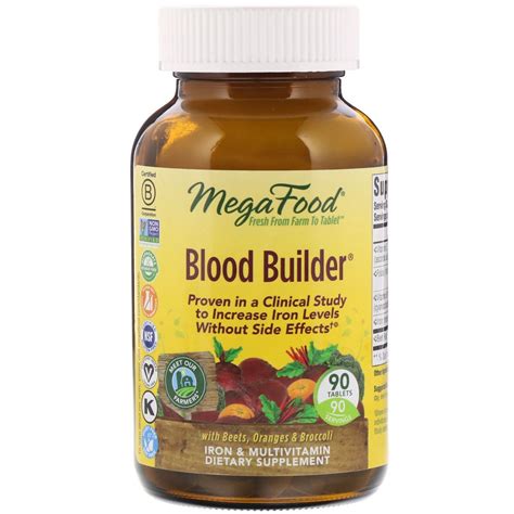 MegaFood, Blood Builder, Iron & Multivitamin Supplement, 90 Tablets ...
