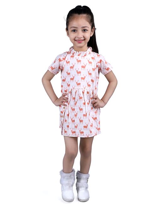 Get Ruffle Neck Detail Reindeer Printed Dress at ₹ 1299 | LBB Shop