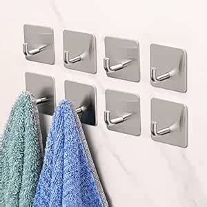 Budding Joy 8 Pack Heavy Duty Stainless Steel Towel Hooks - Waterproof ...
