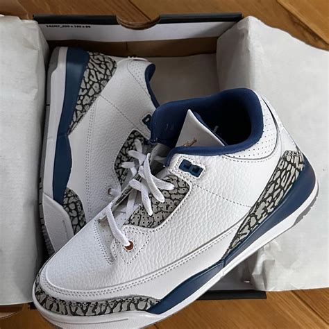 Jordan Blue and White Trainers | Depop