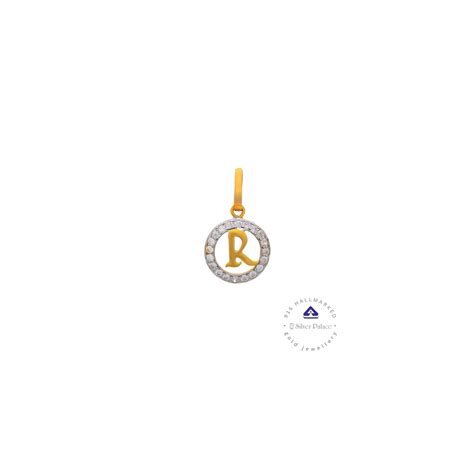 Kanche Collections Gold 916 Purity R Letter Pendant With Cz Stone ...