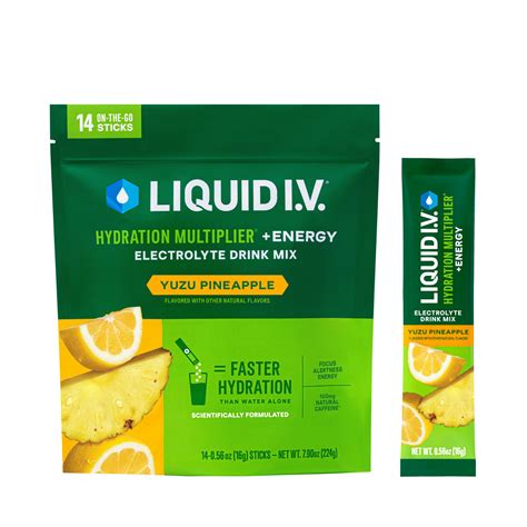 Liquid I V Hydration Multiplier Energy Yuzu Pineapple Electrolyte ...