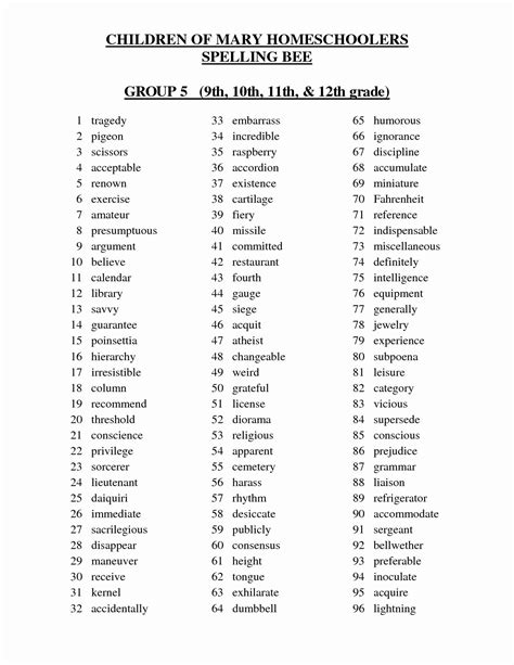 Multisyllabic Word List 5Th Grade - Goimages Point