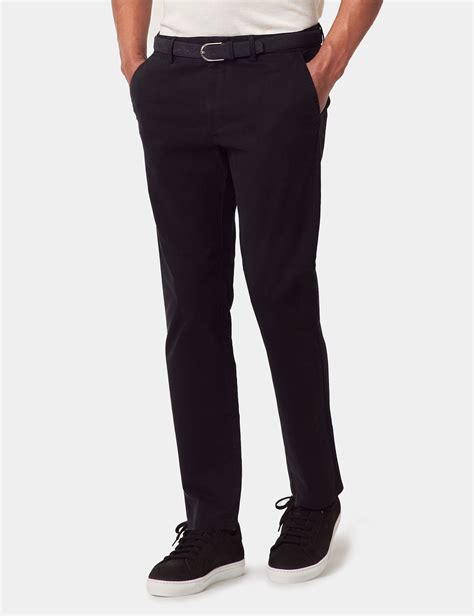 Men's Black Garment Dyed Cotton Stretch Slim Fit Chinos| Hawes and Curtis