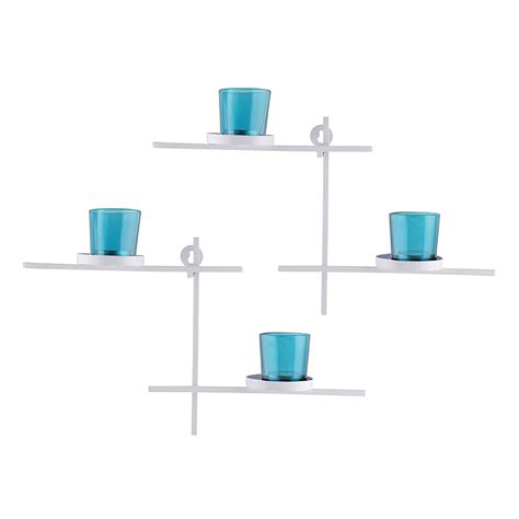 Buy Homesake® White Scorching Ladder with Pair of Votive Turquoise Wall ...