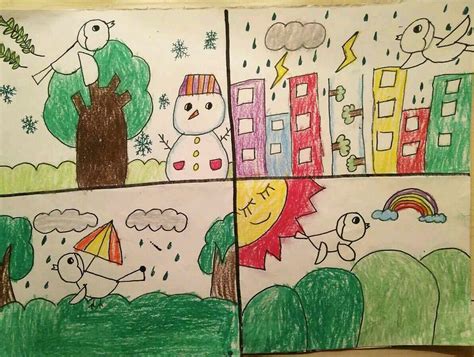 四季画春夏秋冬儿童画,画一幅秋天的画一年级,画一幅四季画怎么画_大山谷图库