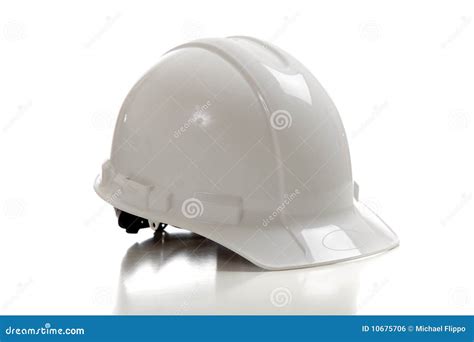 White Construction Workers Hard Hat on White Stock Photo - Image of ...