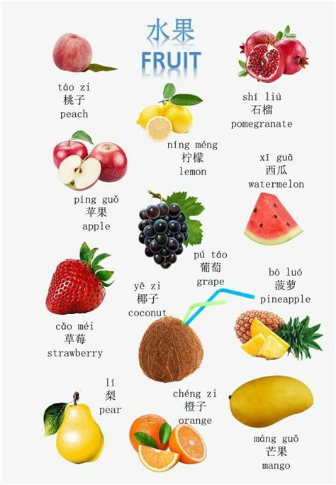 Mandarin chinese fruit poster worksheet to download – Artofit