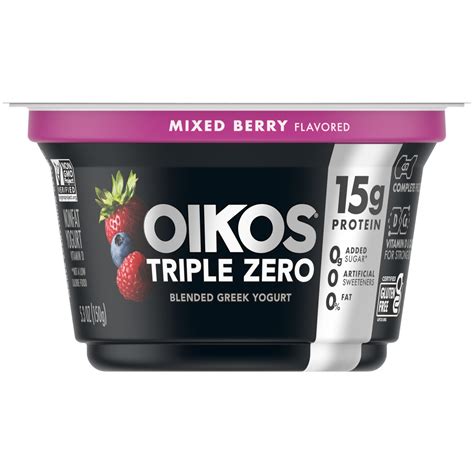 Order Dannon Oikos Triple Zero Greek Nonfat Yogurt, Mixed Berry | Fast ...