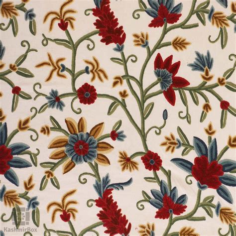 Shop Online White Blooming Flower Crewel Embroidered Curtain at Best ...