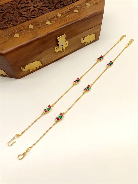 Waliya M & G Lotus Flower Kundan Anklet – AG'S