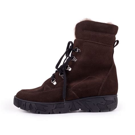 Women’s “Magda” Leather Winter Boots with Wool Lining Brown - Woolville.com