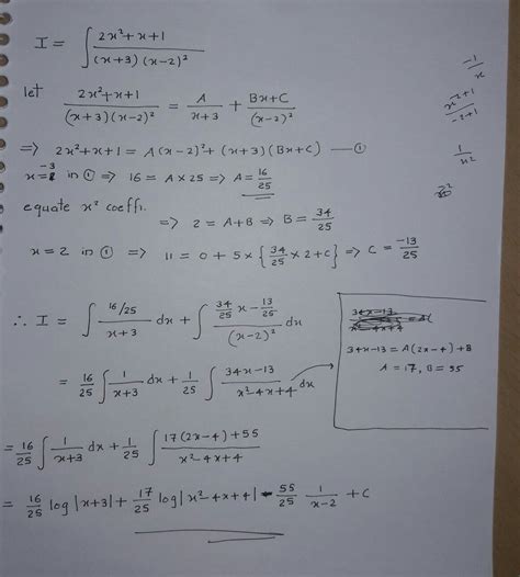 integrate 2x^2+x+1/(x+3)(x-2)^2. - Brainly.in