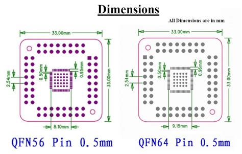 Probots QFN56 QFN64 to DIP Adapter PCB | 0.5mm pitch Breakout Buy ...