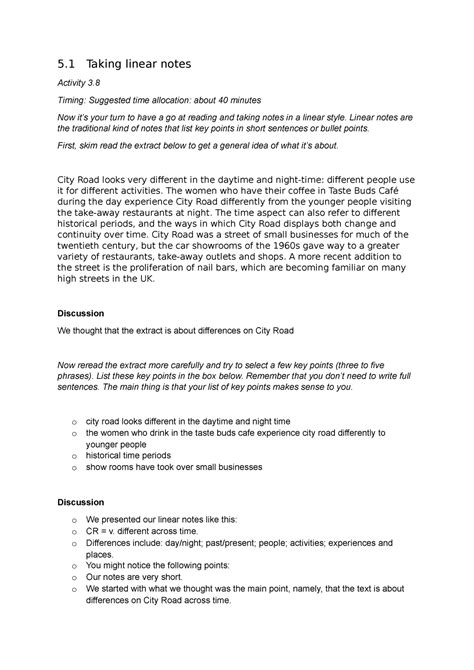 Image result for Linear Note Taking College Work Example