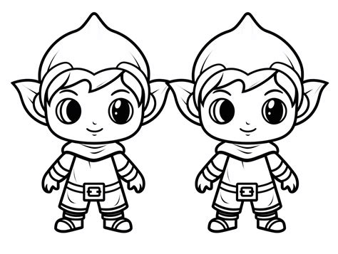 Playful Elf Drawing To Color - Coloring Page