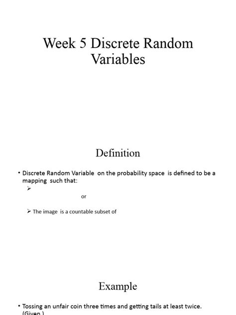 Image result for Discrete Random Variables PDF