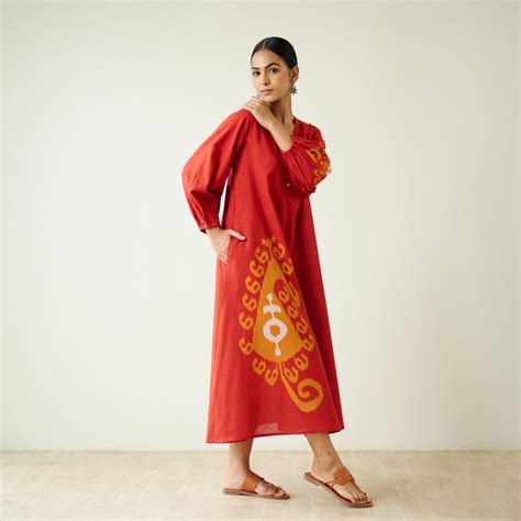 Buy Mabel Slub Cotton Maxi Dress - Rust | Rustorange