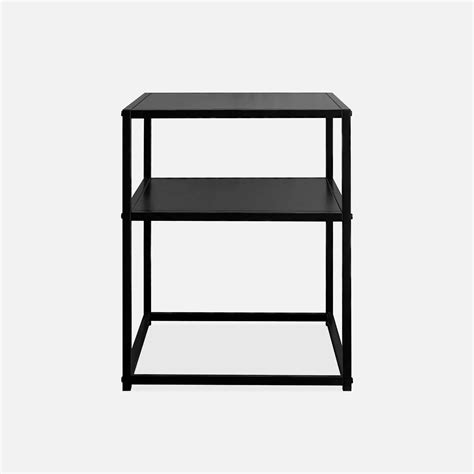 Black metal bedside table with shelf, Black