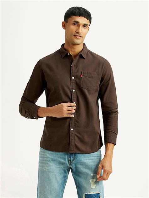 Men's Solid Brown Slim Fit Oxford Shirt – Levis India Store
