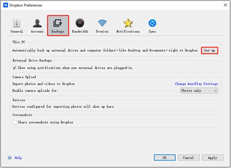 Image result for Disable Dropbox Backup