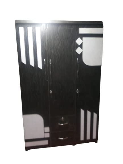 Particle Board Wooden Design Wardrobe Three Door and Two Drawer (Black ...