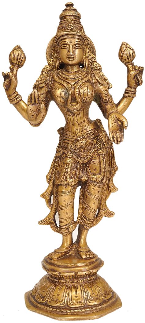 Buy Standing Goddess Lakshmi - Brass Statue at Ubuy India