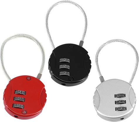 3PCS 3 Digit Combination Padlock Cord Resettable Combination Lock ...
