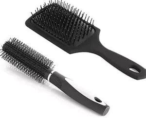 YT Combo of Cushion Paddle Hair Brush and Round Hair Comb Brush with ...