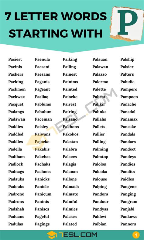 7 Letter Words Starting with P (600+ English Words) • 7ESL