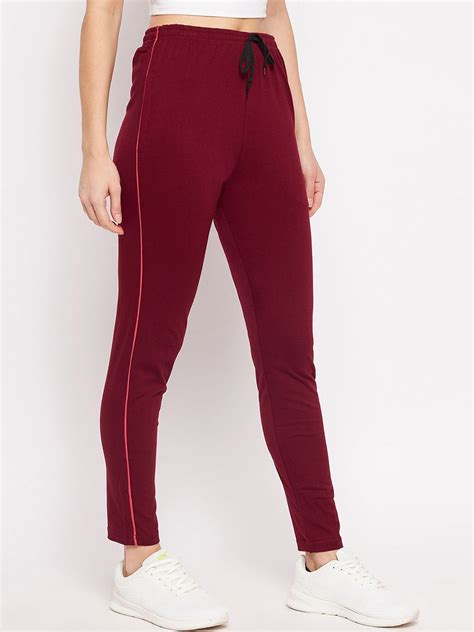 Women Maroon Solid Track Pants – BITTERLIME