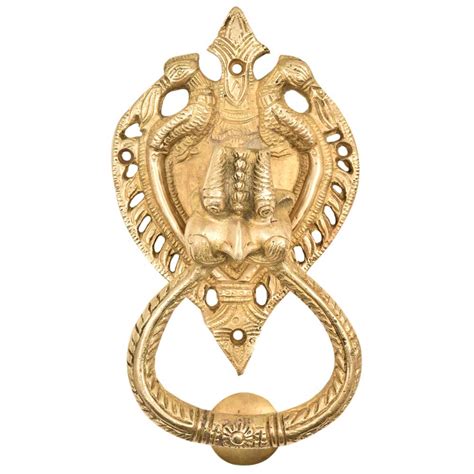 Huge Demon Head Two Birds With Ornate Brass Metal Door Knocker Ring