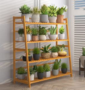ADA Handicraft Natural Bamboo Foldable Plant Stand | Multiple Flower ...