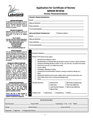 2019-2025 Form FL Application for Certificate of Review Minor Review ...