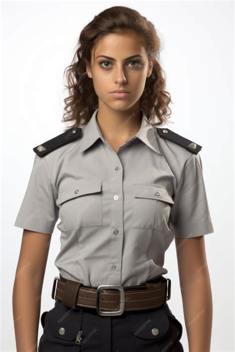 Premium Photo | Portrait of a young female police officer with curly ...